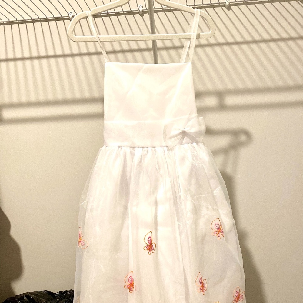 Girls Flowery White Dress